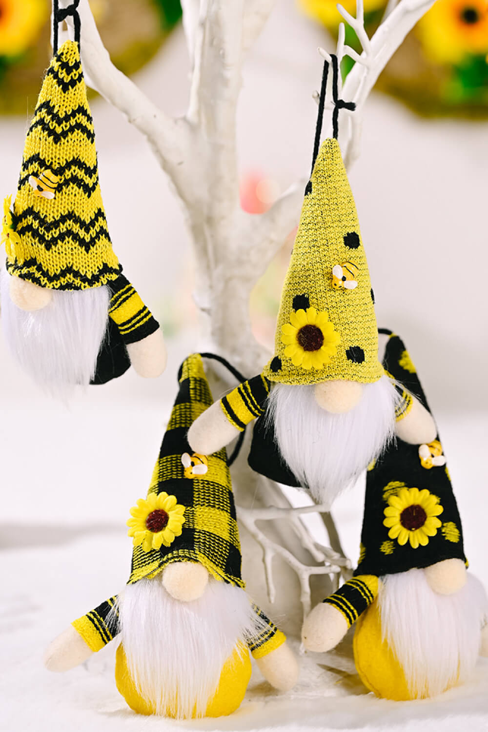 Sunflower Faceless Gnome Ornaments Random 4-Pack