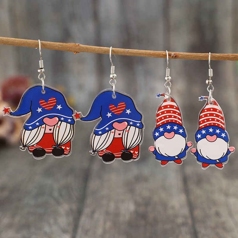 2 Pair Acrylic Gnome Earrings - Royal Blue - Gnome Style