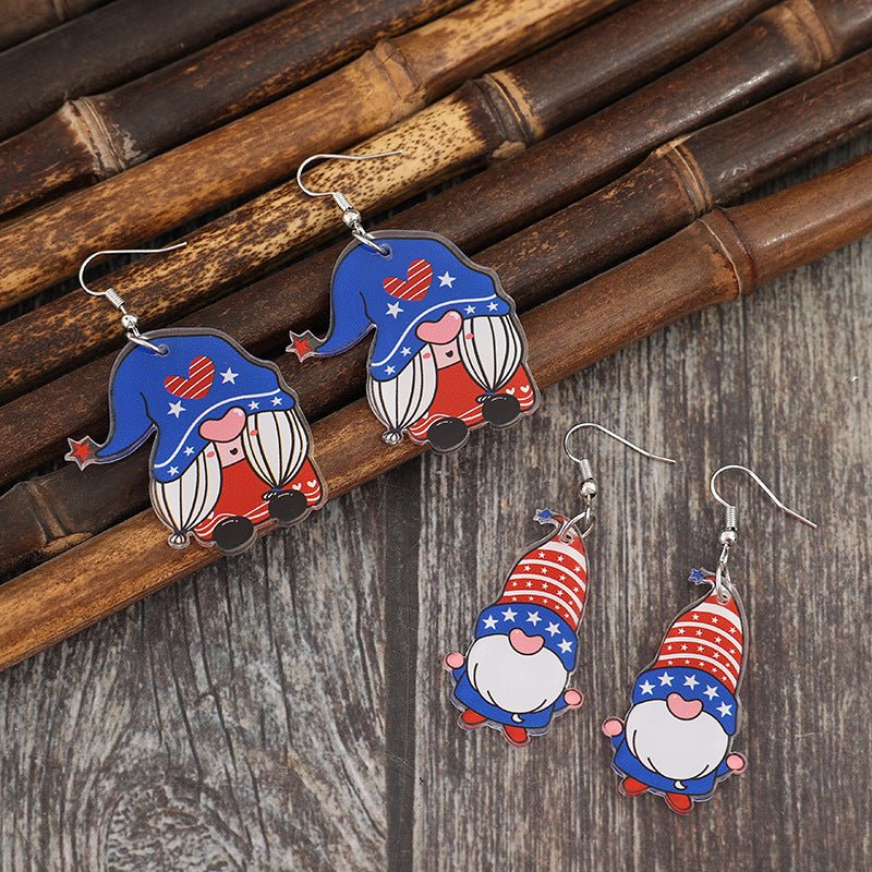 2 Pair Acrylic Gnome Earrings - Royal Blue - Gnome Style