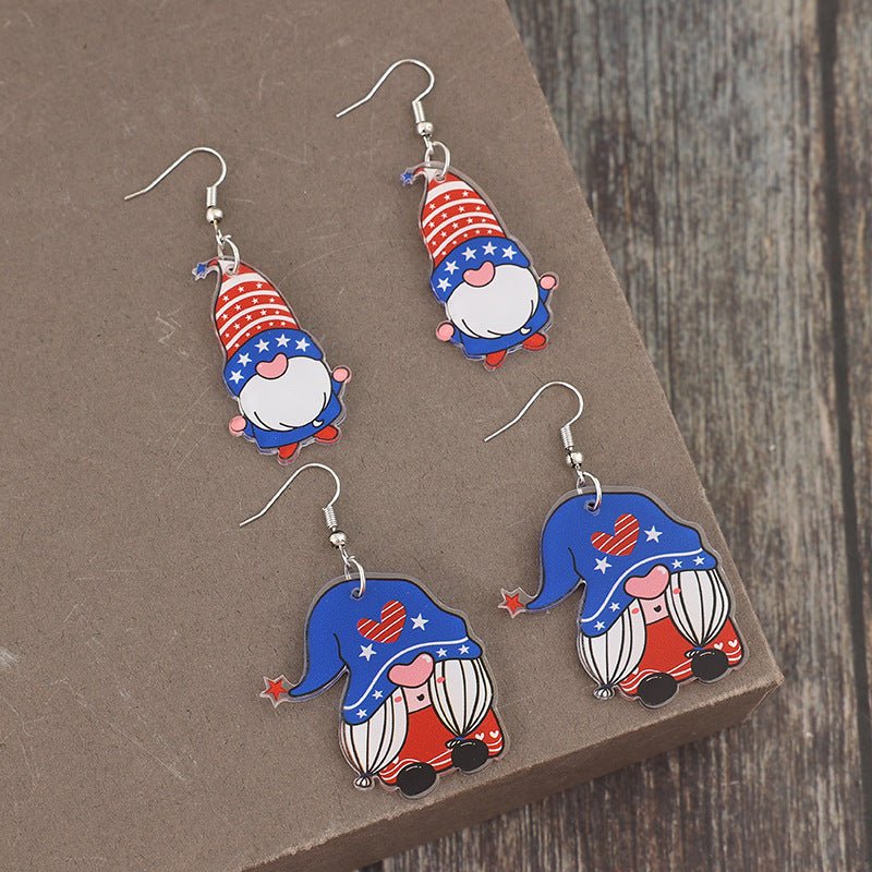 2 Pair Acrylic Gnome Earrings - Royal Blue - Gnome Style