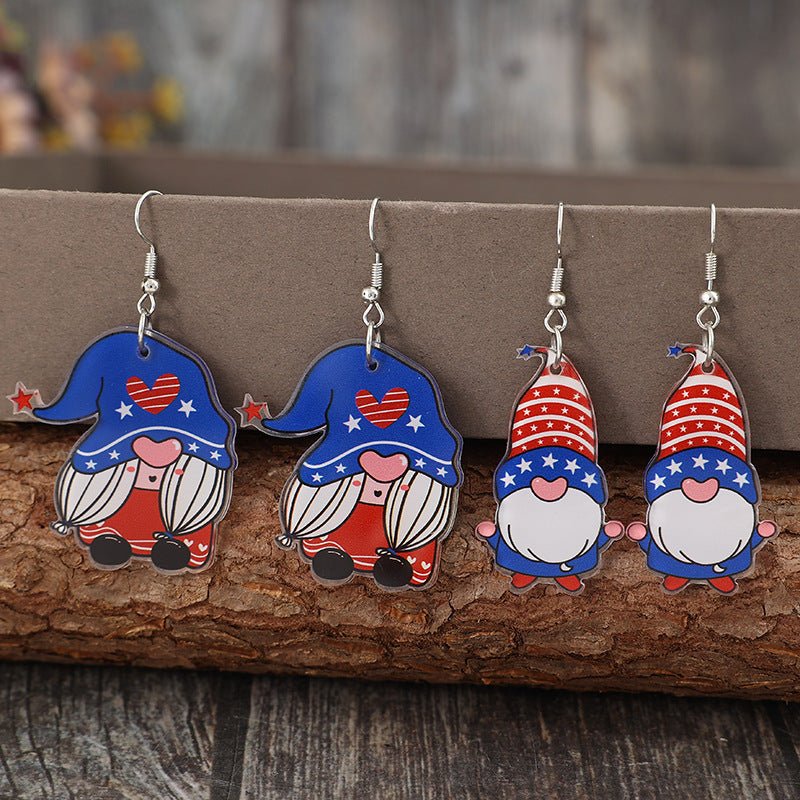 2 Pair Acrylic Gnome Earrings - Royal Blue - Gnome Style