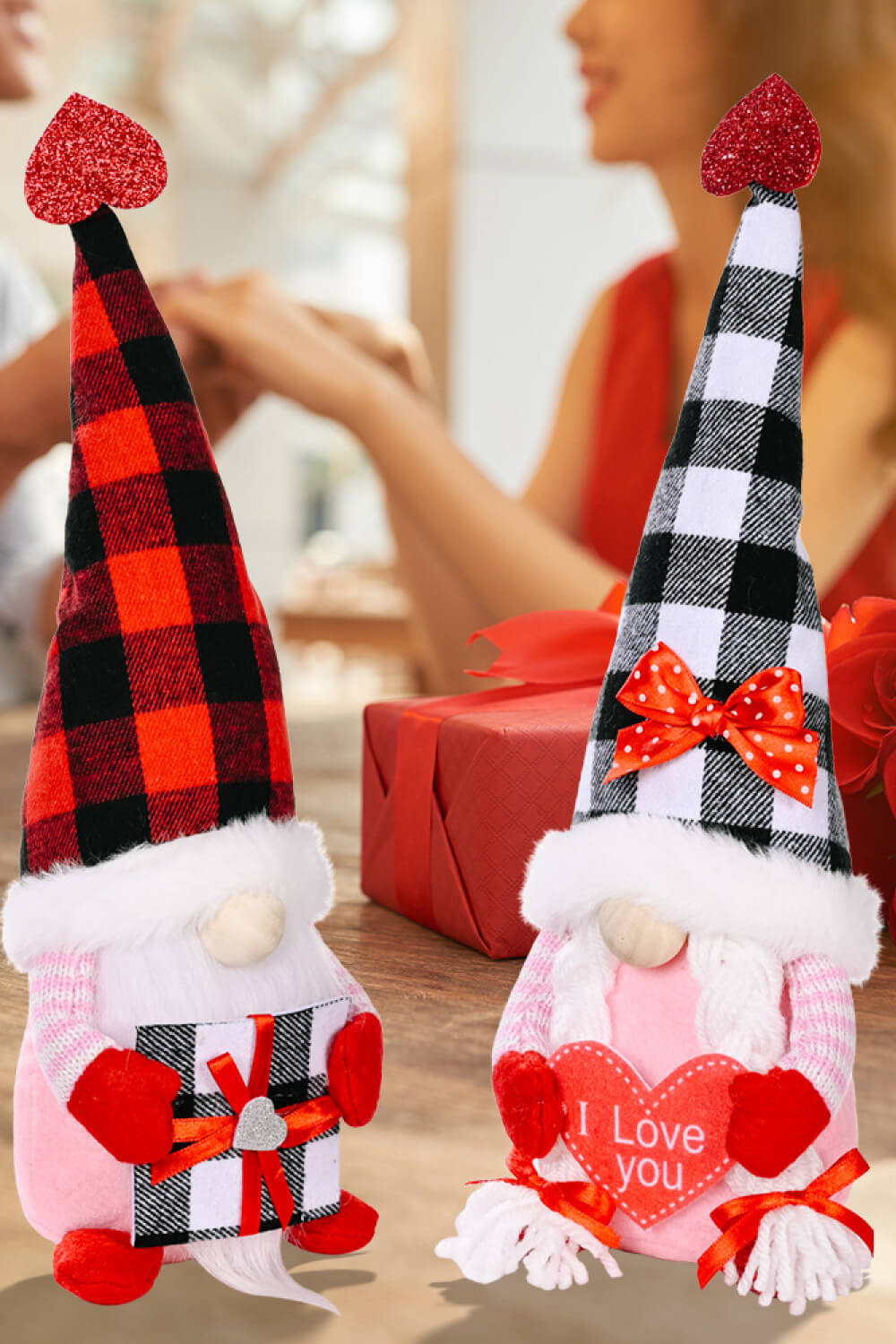 Mother's Day Plaid Pointed Hat Gnome