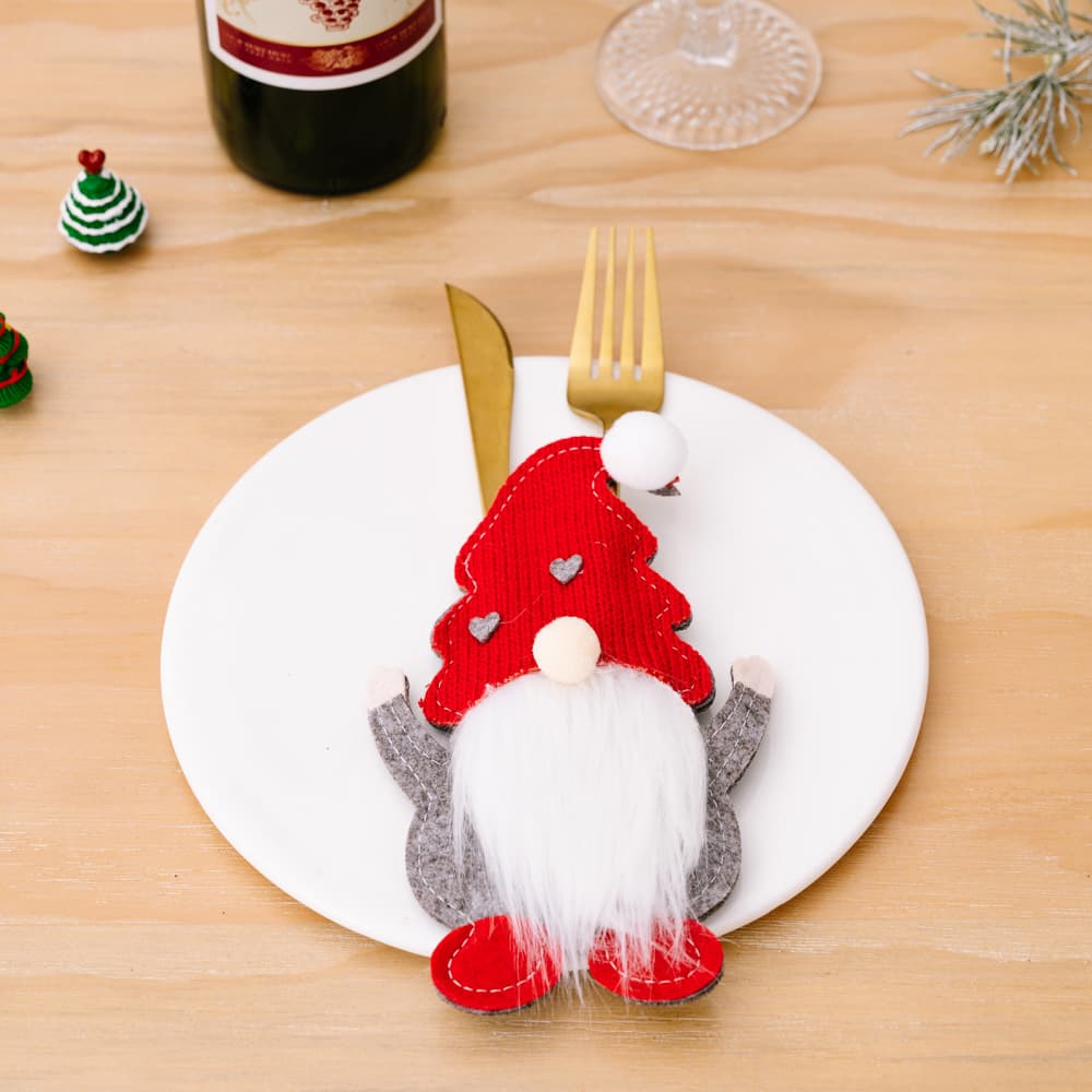 3 - Piece Faceless Gnome Cutlery Holders - Red - Gnome Style