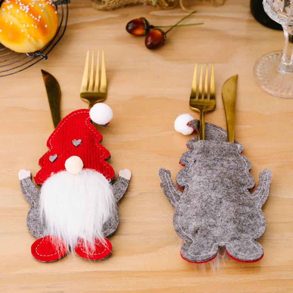 3 - Piece Faceless Gnome Cutlery Holders - Red - Gnome Style