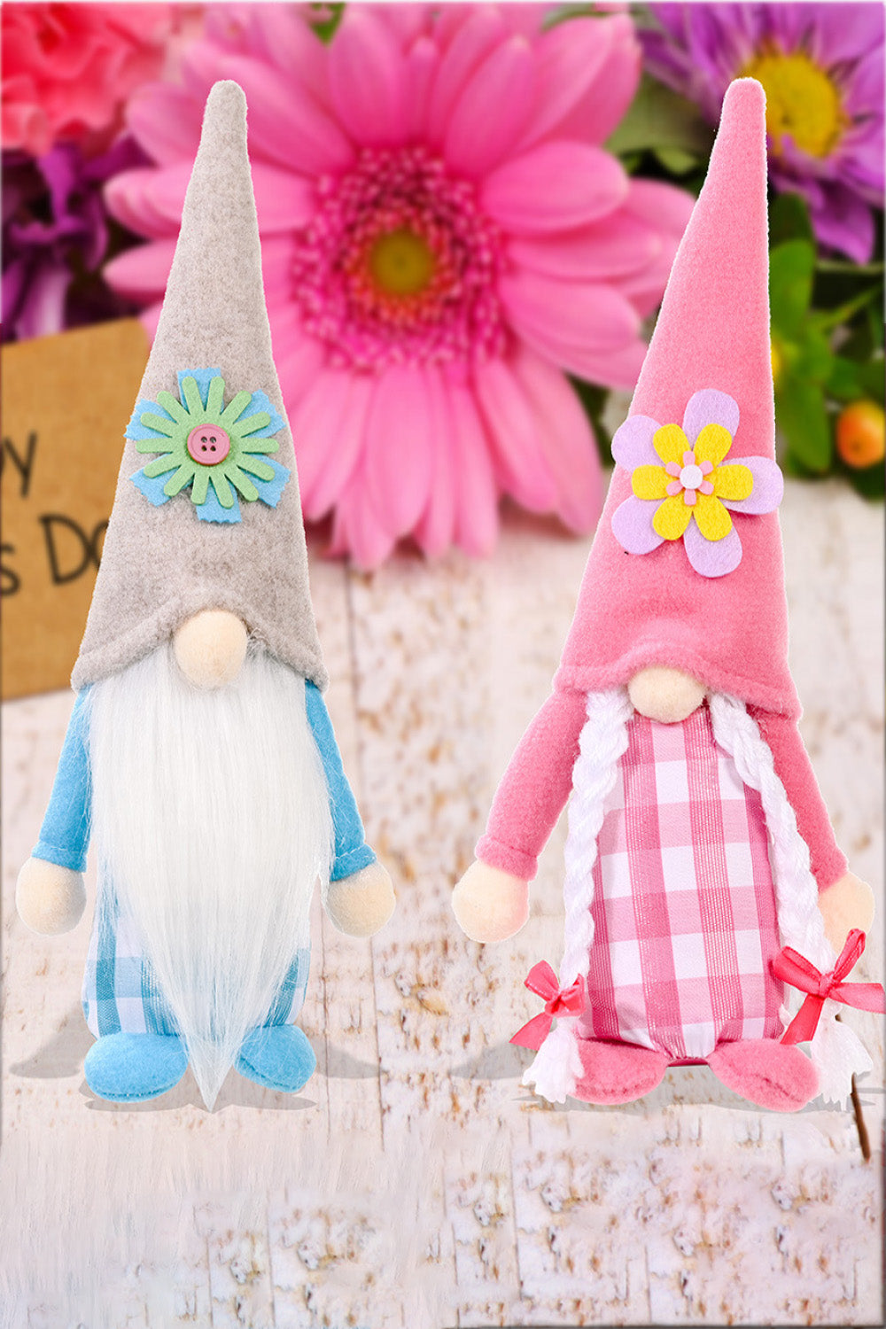 Mother's Day Pointed Hat Faceless Gnomes 2-Pack