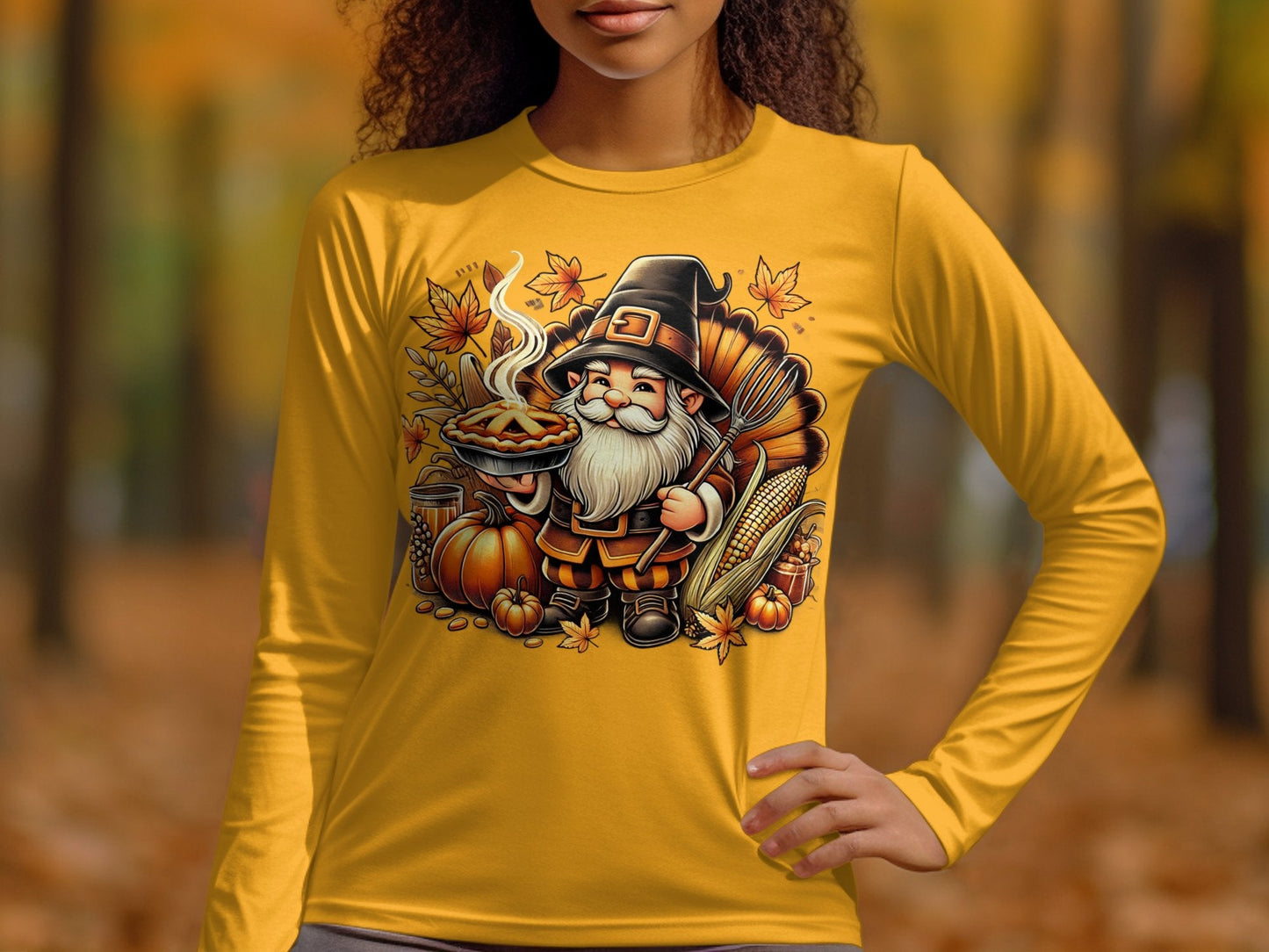 Adorable Thanksgiving Gnome and Pumpkin Long Sleeve T-Shirts - Long Sleeve T-Shirts - Gnome Style