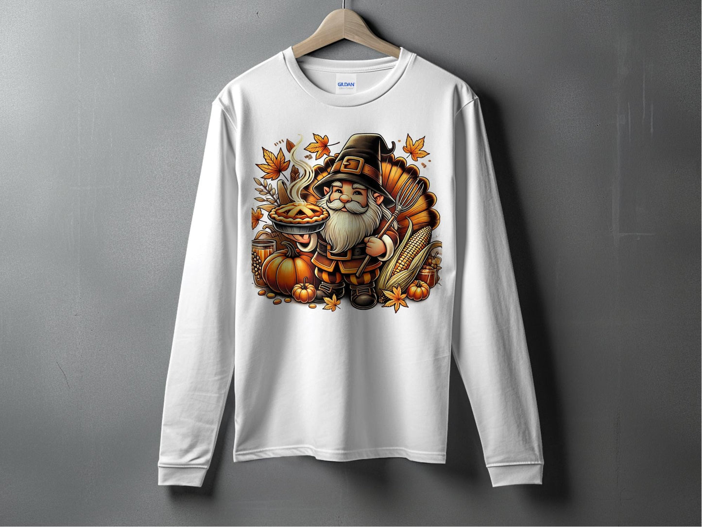 Adorable Thanksgiving Gnome and Pumpkin Long Sleeve T-Shirts - Long Sleeve T-Shirts - Gnome Style