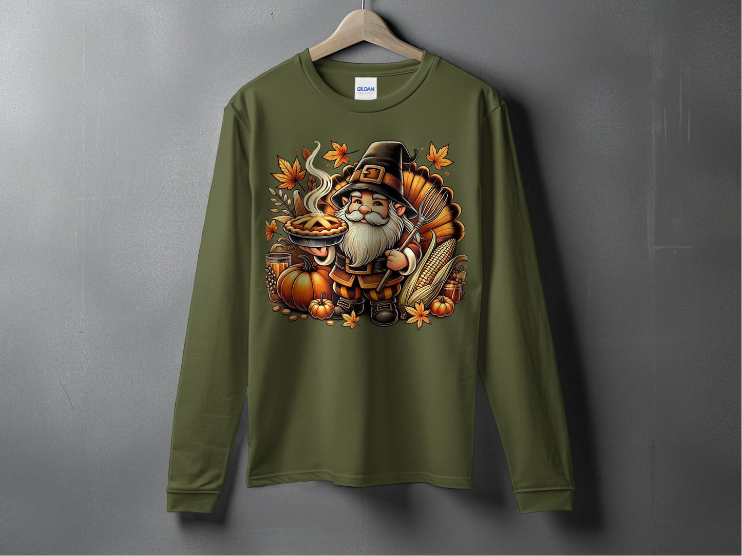 Adorable Thanksgiving Gnome and Pumpkin Long Sleeve T-Shirts - Long Sleeve T-Shirts - Gnome Style