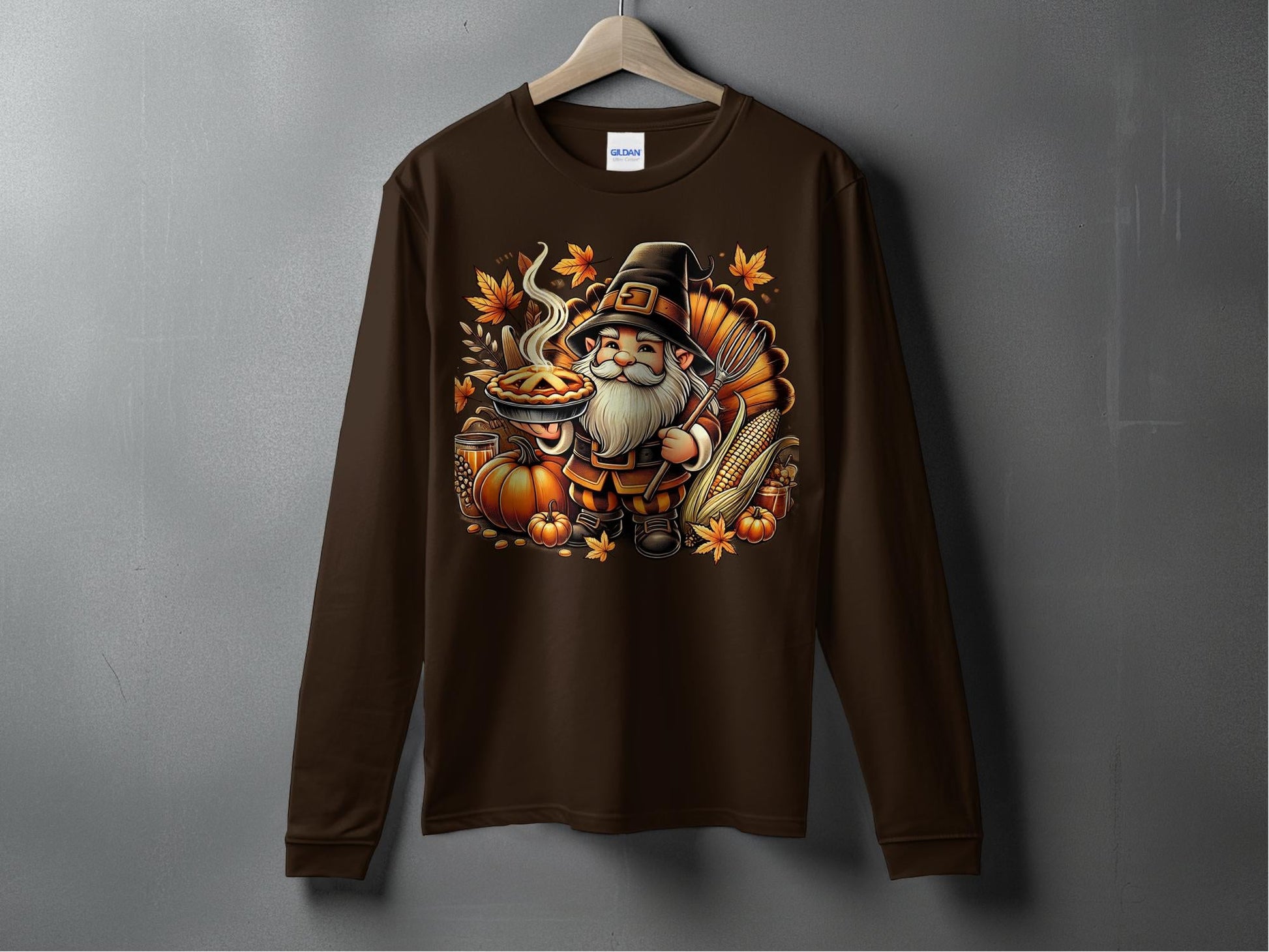 Adorable Thanksgiving Gnome and Pumpkin Long Sleeve T-Shirts - Long Sleeve T-Shirts - Gnome Style