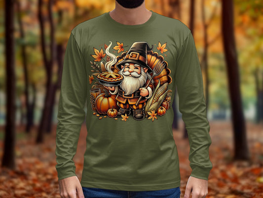 Adorable Thanksgiving Gnome and Pumpkin Long Sleeve T-Shirts - Long Sleeve T-Shirts - Gnome Style