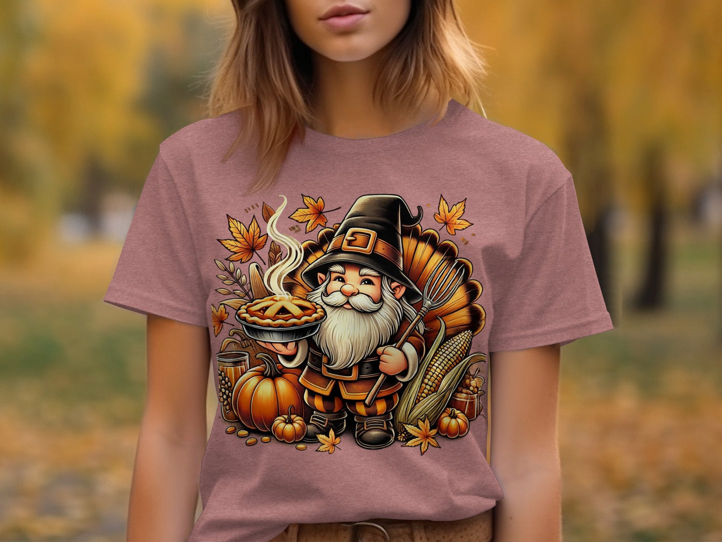 Adorable Thanksgiving Gnome and Pumpkin Long Sleeve T-Shirts - T-Shirts - Gnome Style