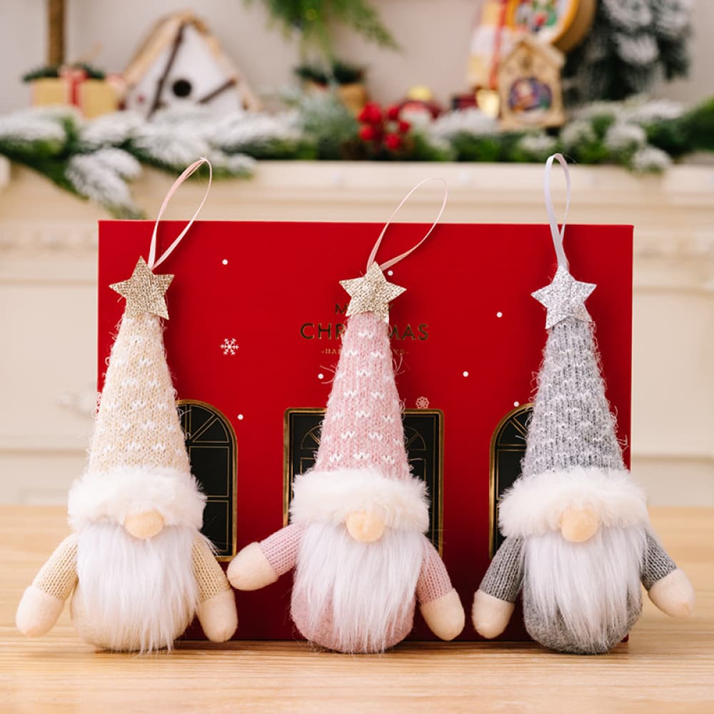 Assorted 2 - Piece Faceless Gnome Ornaments - Blush Pink - Gnome Style