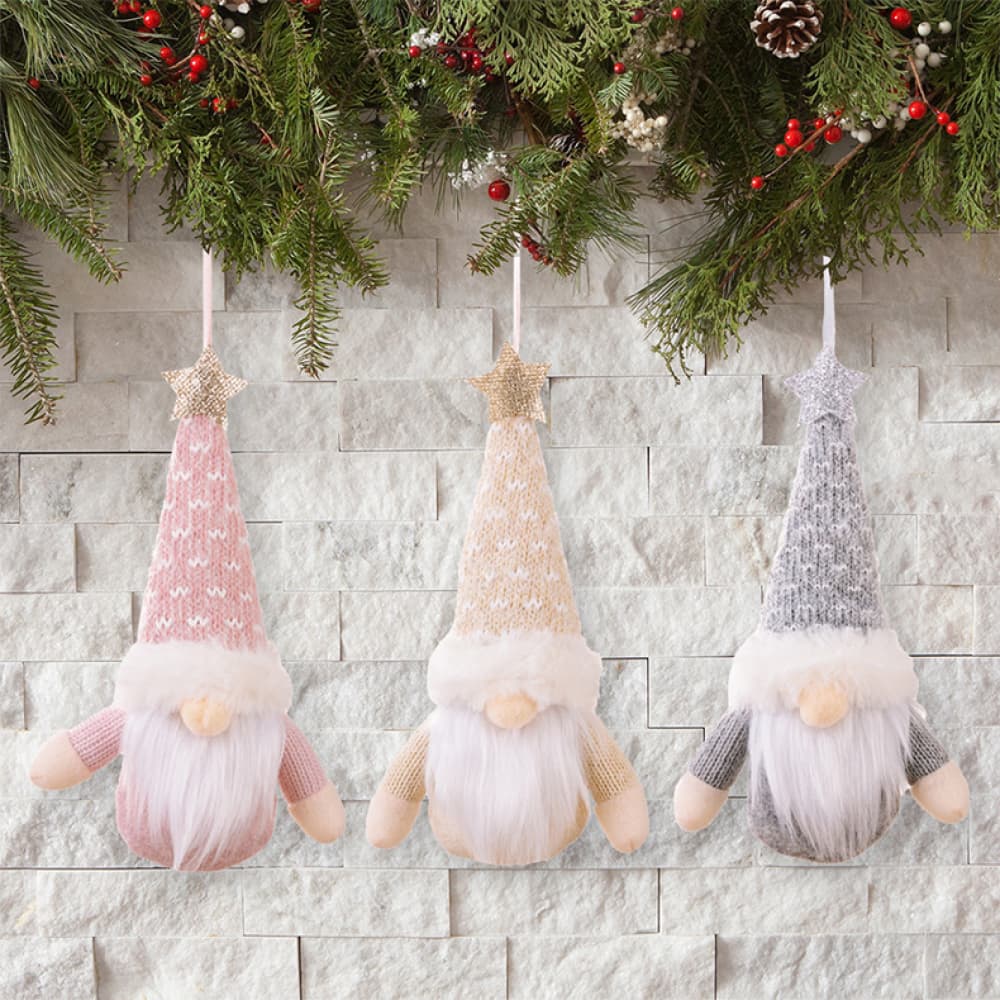 Assorted 2 - Piece Faceless Gnome Ornaments - Blush Pink - Gnome Style