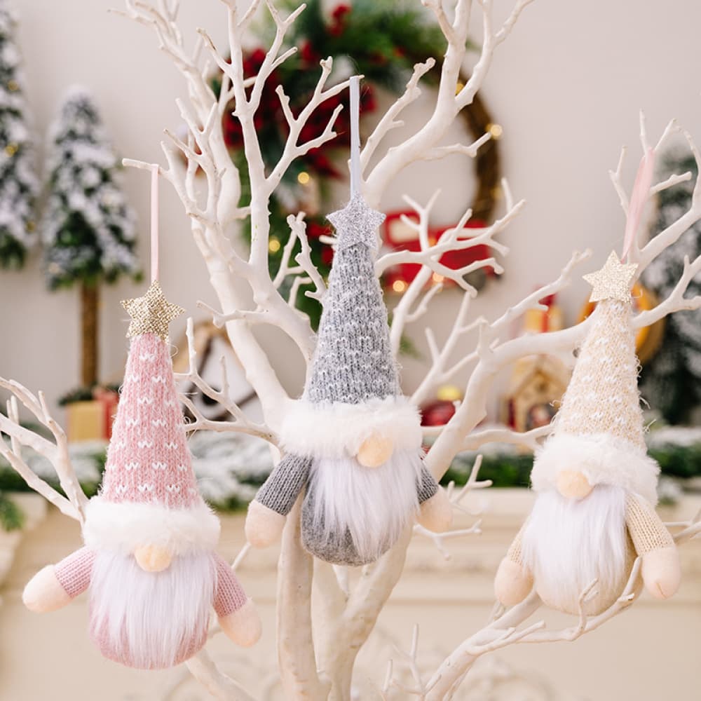 Assorted 2 - Piece Faceless Gnome Ornaments - Blush Pink - Gnome Style