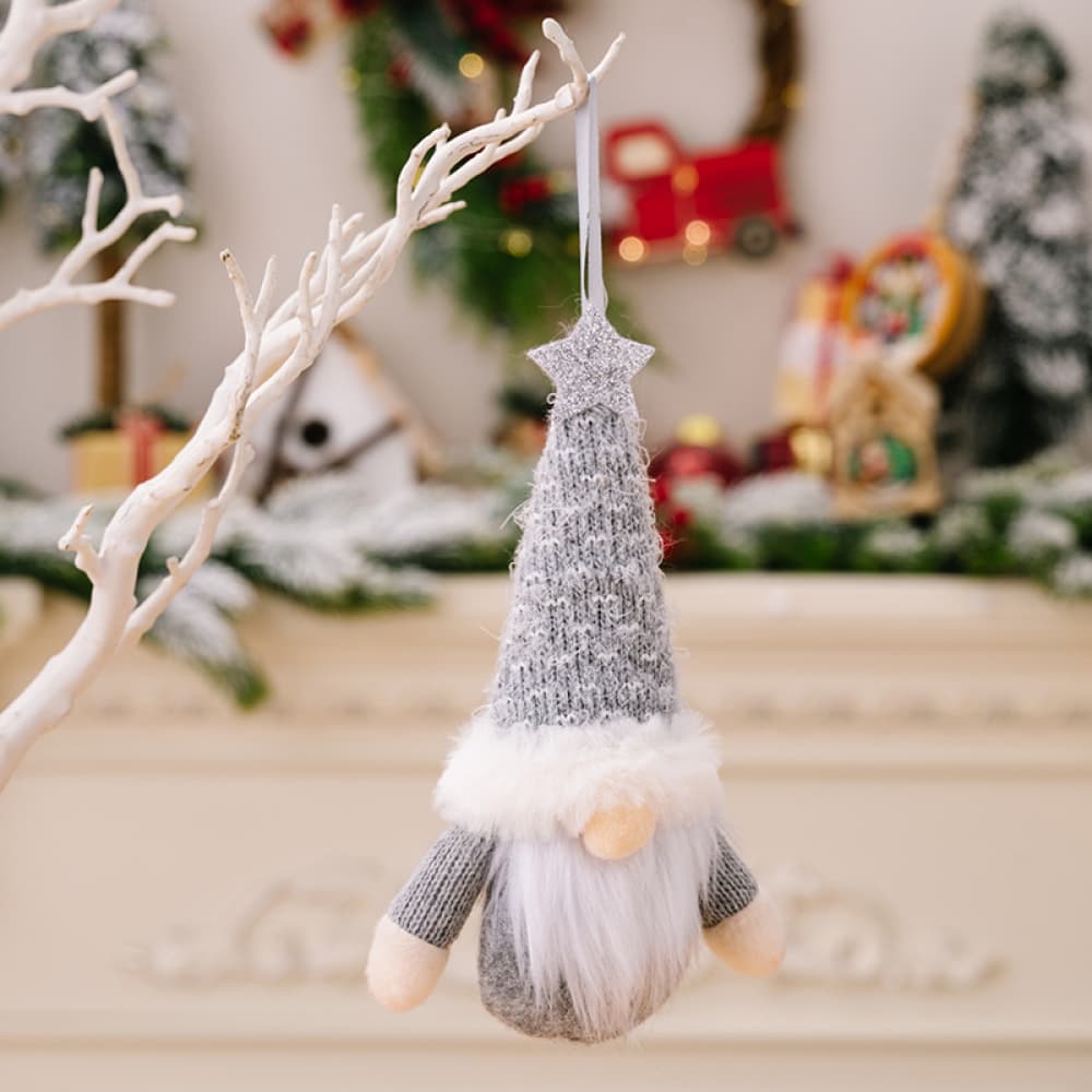 Assorted 2 - Piece Faceless Gnome Ornaments - Light Gray - Gnome Style