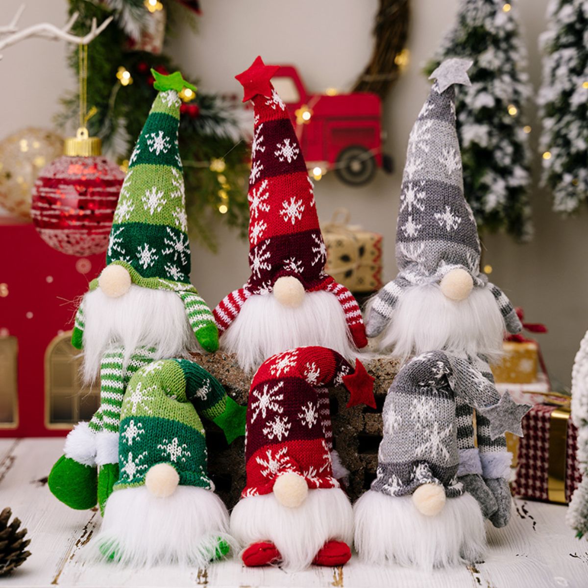 Assorted 2 - Piece Light - Up Faceless Gnomes - Red - Gnome Style