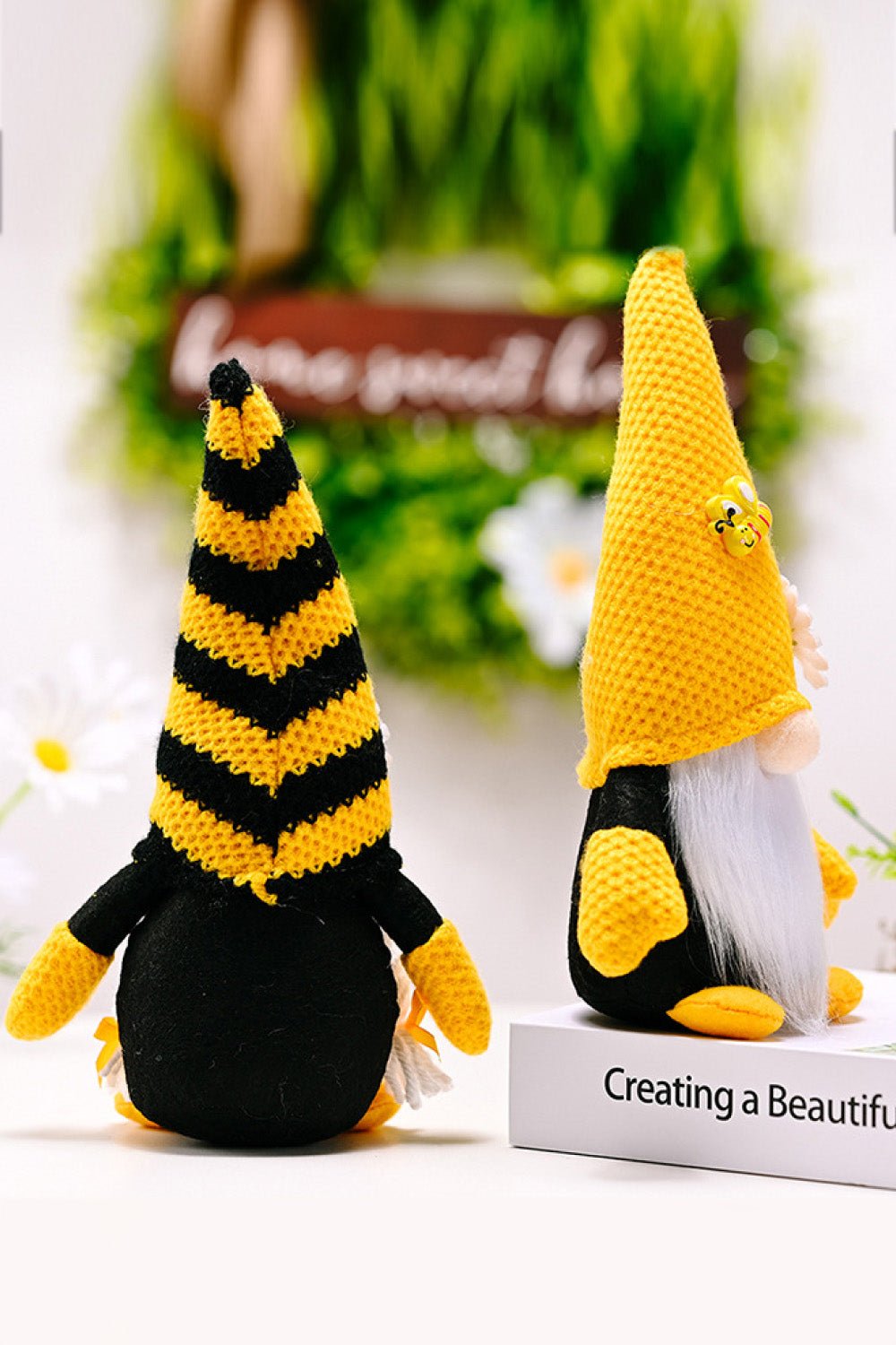 Bee and Flower Decor Faceless Gnome - Black - Gnome Style