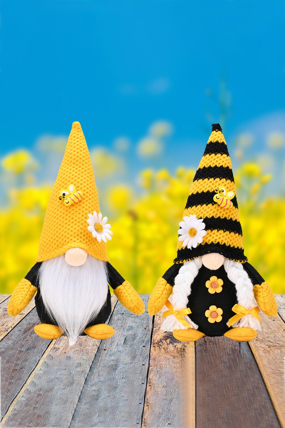 Bee and Flower Decor Faceless Gnome - Gold - Gnome Style