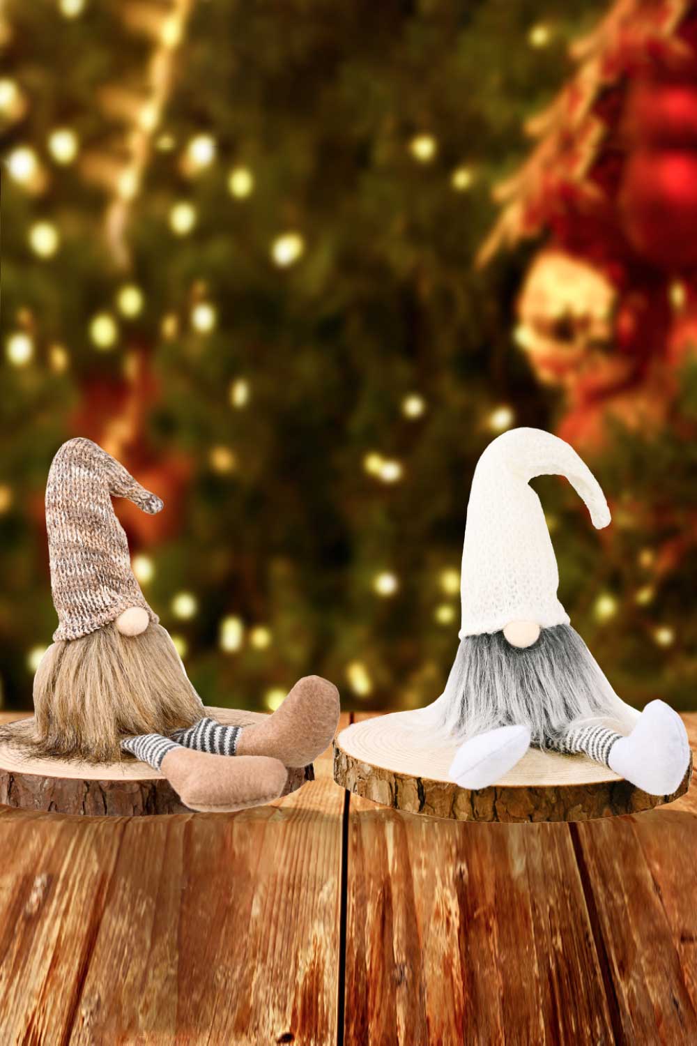 Christmas Striped Faceless Gnomes 2 - Pack - White/Gray - Gnome Style