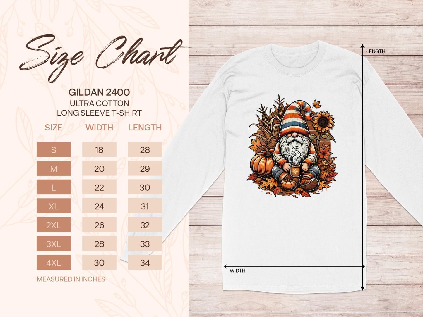 Cozy Autumn Gnome Illustration Long Sleeve T-Shirts - Long Sleeve T-Shirts - Gnome Style