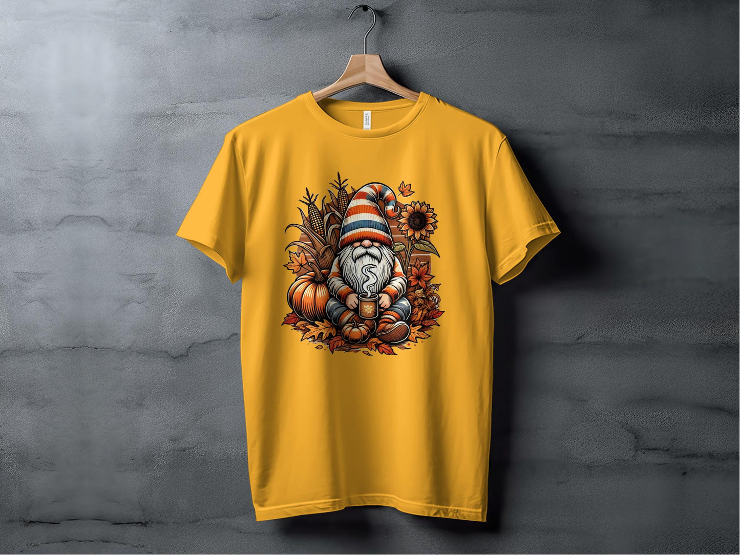 Cozy Autumn Gnome Illustration Long Sleeve T-Shirts - T-Shirts - Gnome Style