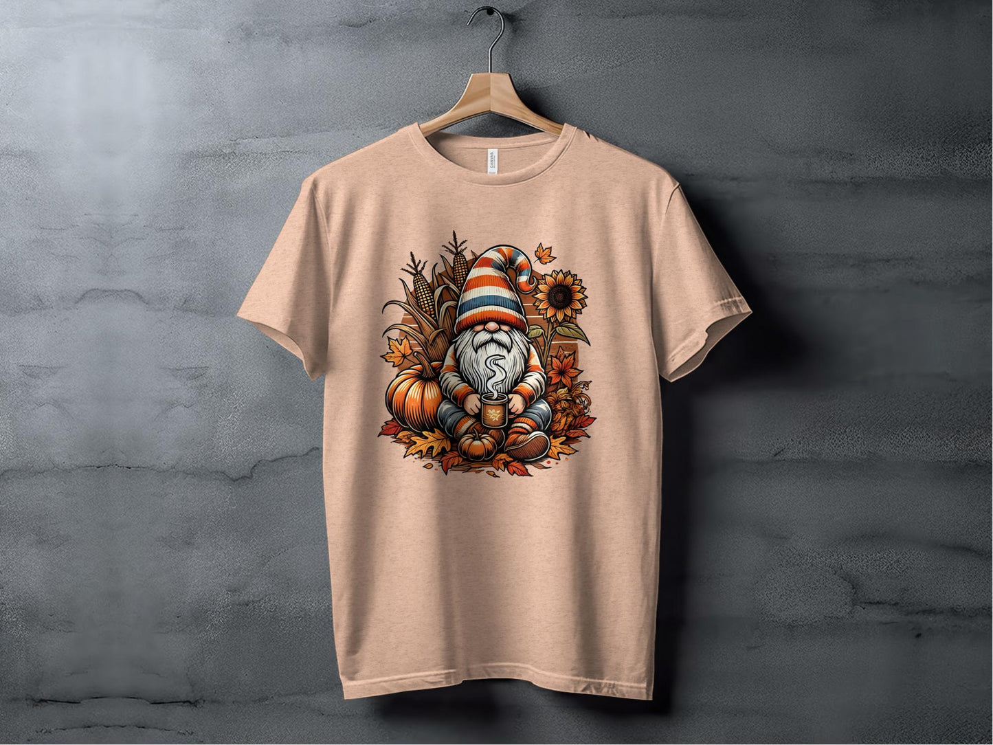 Cozy Autumn Gnome Illustration Long Sleeve T-Shirts - T-Shirts - Gnome Style