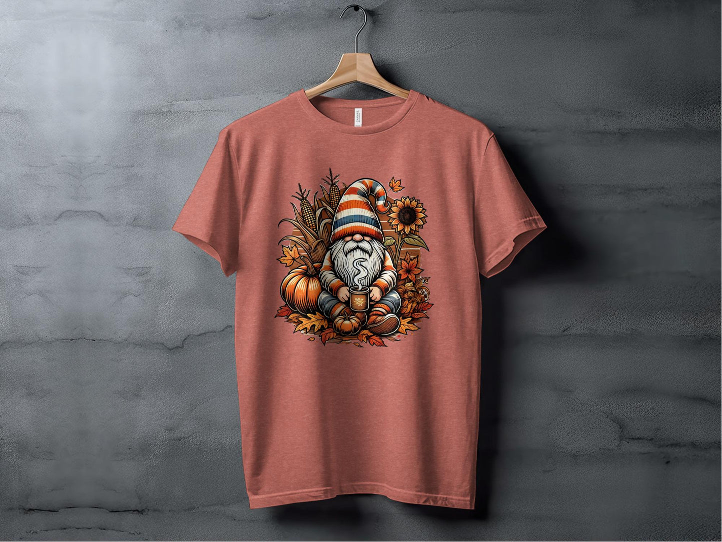 Cozy Autumn Gnome Illustration Long Sleeve T-Shirts - T-Shirts - Gnome Style