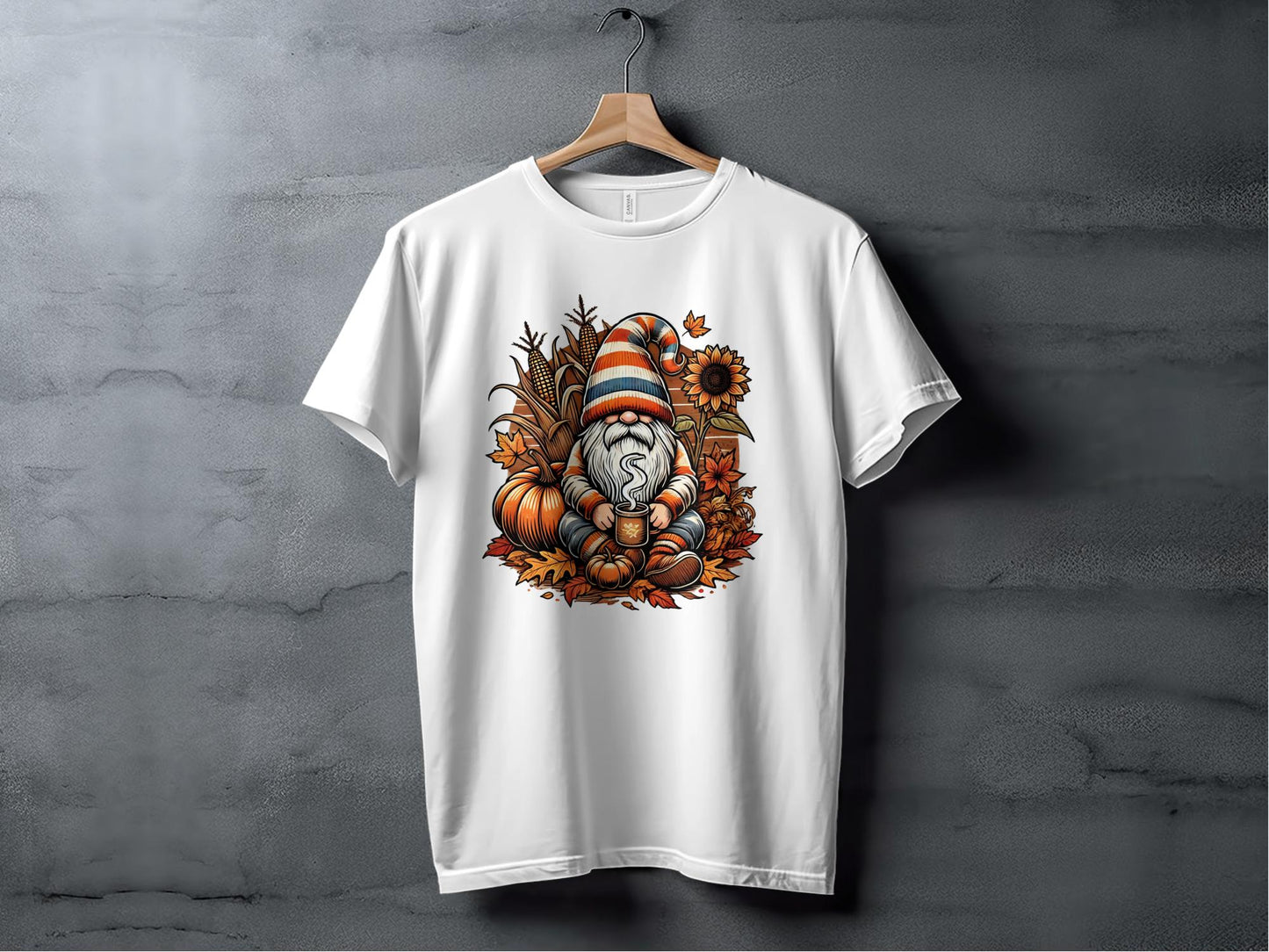 Cozy Autumn Gnome Illustration Long Sleeve T-Shirts - T-Shirts - Gnome Style