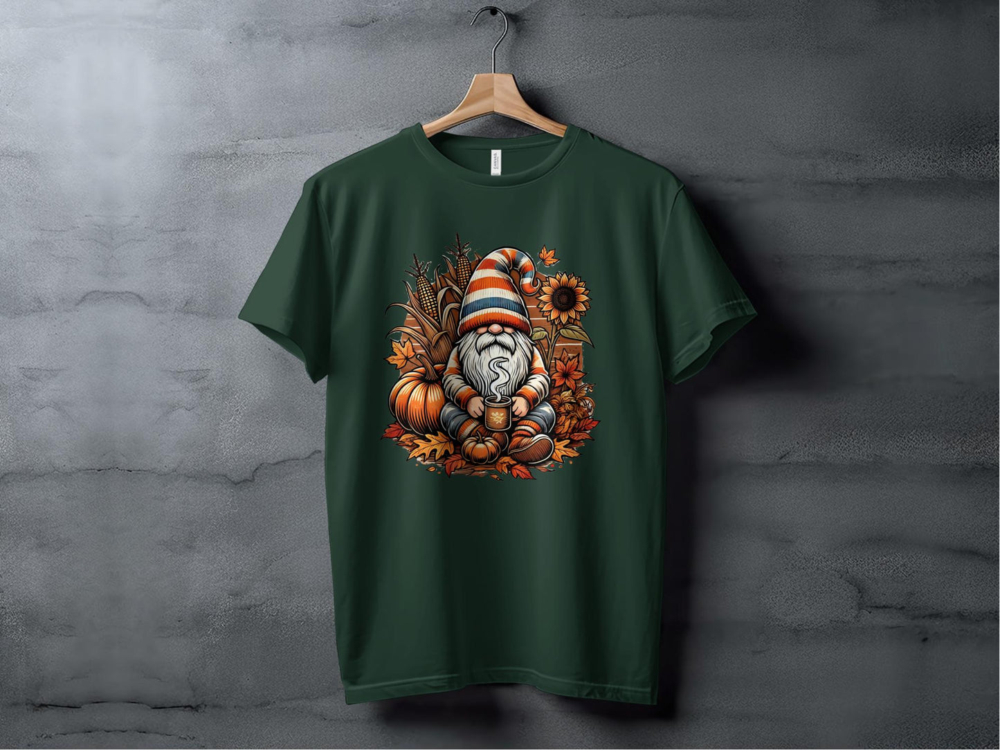 Cozy Autumn Gnome Illustration Long Sleeve T-Shirts - T-Shirts - Gnome Style