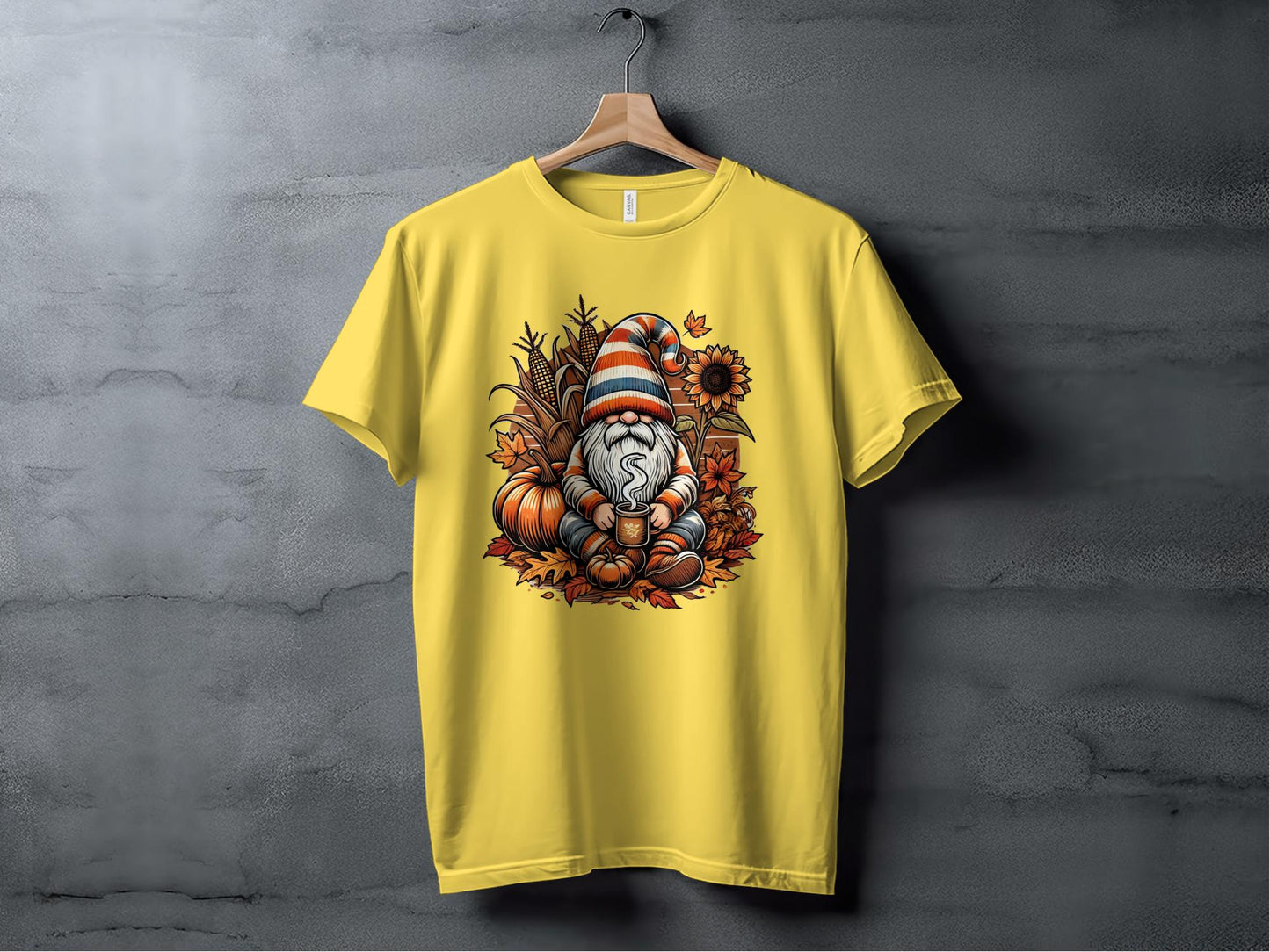 Cozy Autumn Gnome Illustration Long Sleeve T-Shirts - T-Shirts - Gnome Style