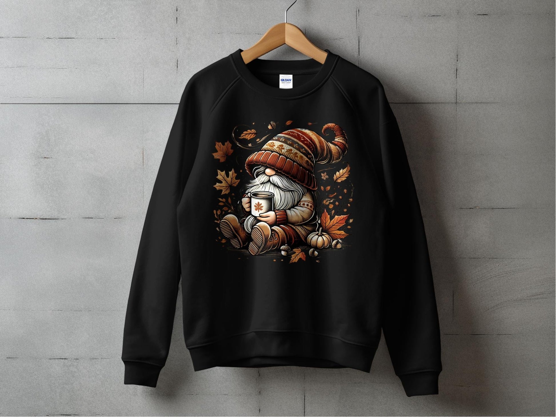 Cozy Fall Gnome Sweatshirt - Black - Gnome Style