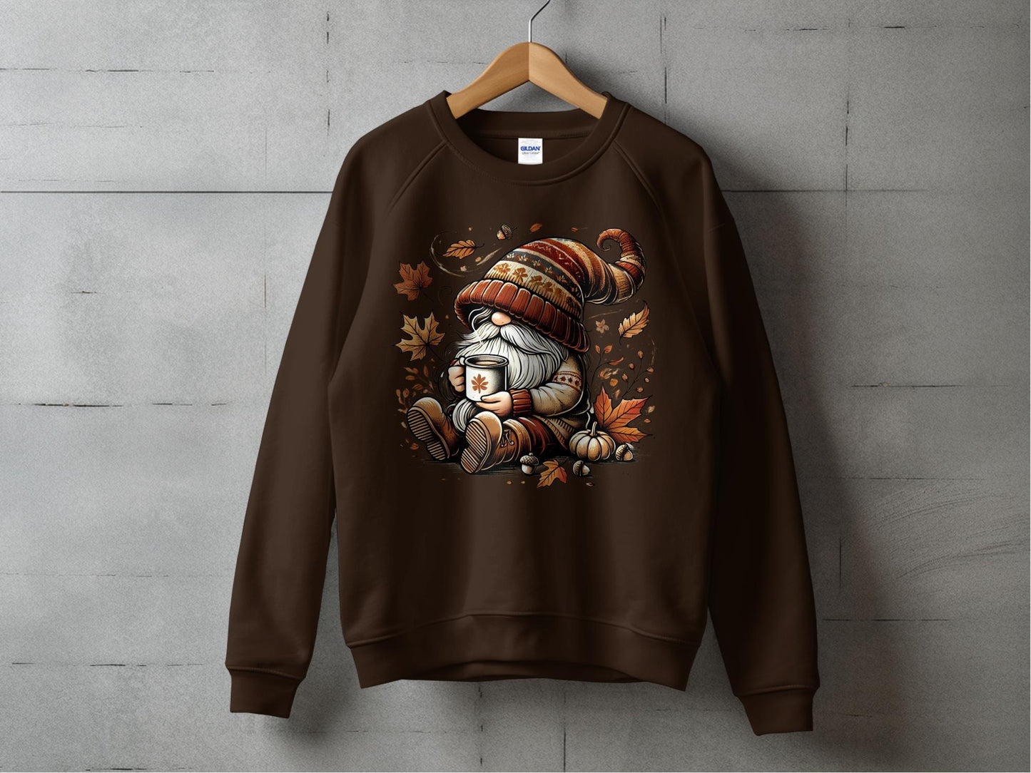 Cozy Fall Gnome Sweatshirt - Dark Chocolate - Gnome Style