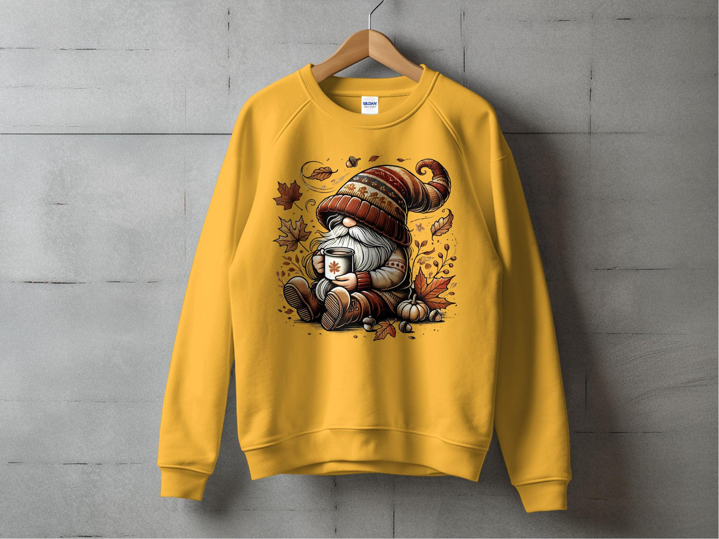 Cozy Fall Gnome Sweatshirt - Gold - Gnome Style