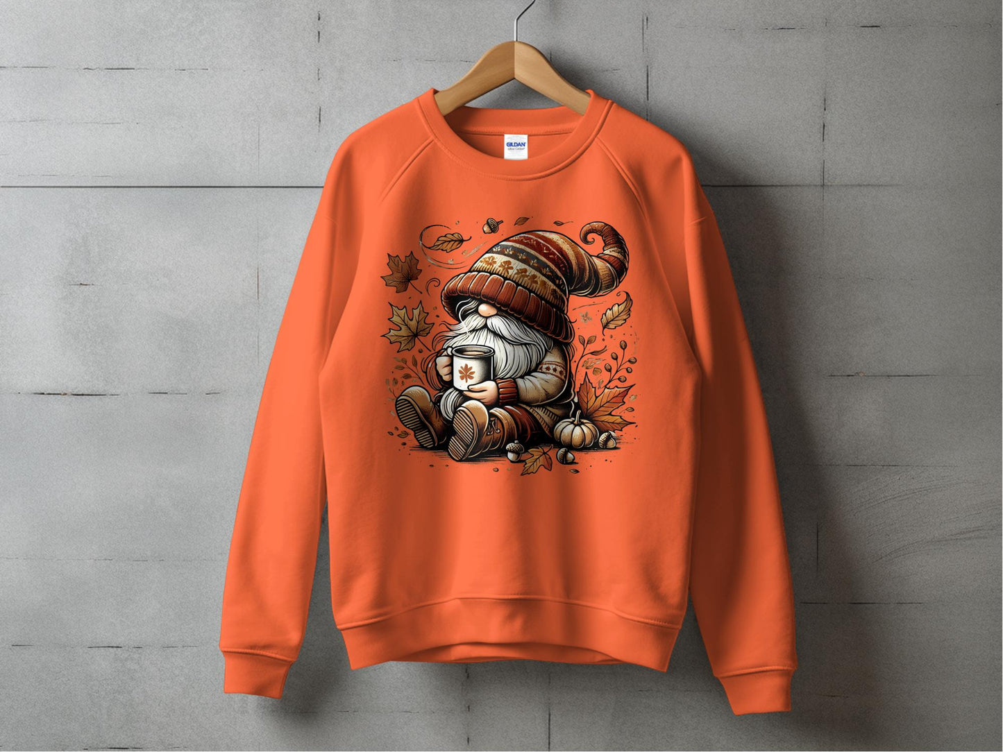 Cozy Fall Gnome Sweatshirt - Orange - Gnome Style