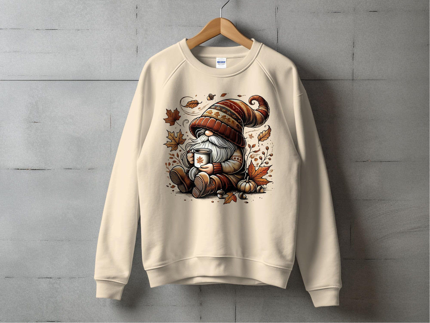 Cozy Fall Gnome Sweatshirt - Sand - Gnome Style