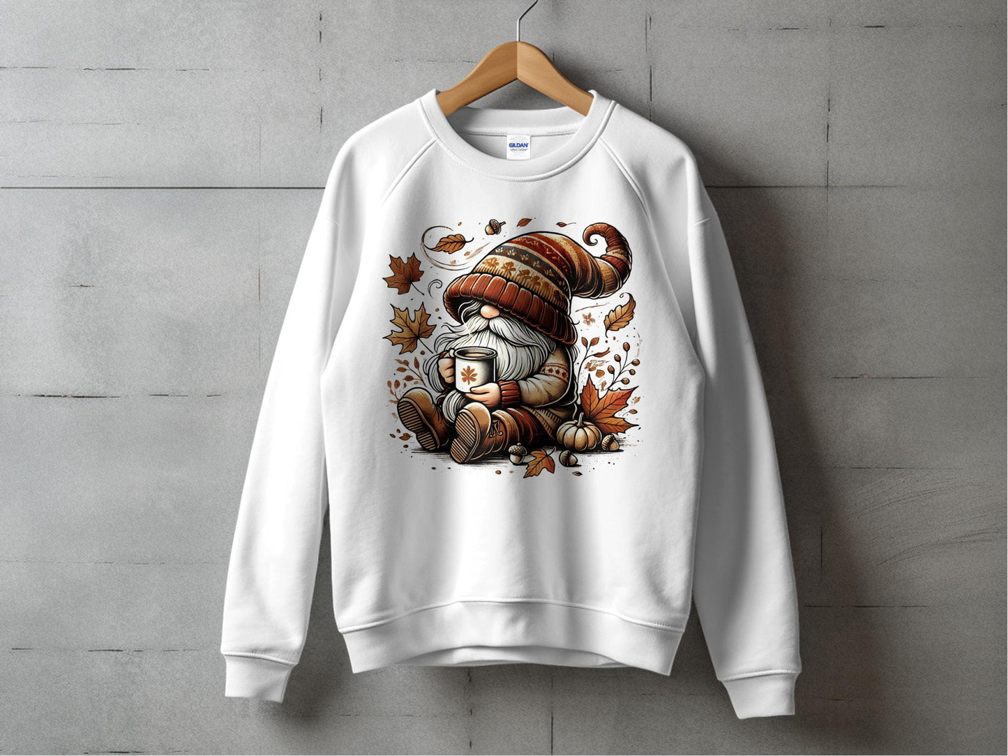 Cozy Fall Gnome Sweatshirt - White - Gnome Style