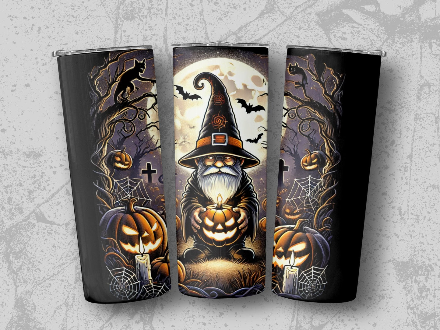 Enchanted Halloween Gnome & Jack O Lantern Drinkware - Tumblers - Gnome Style