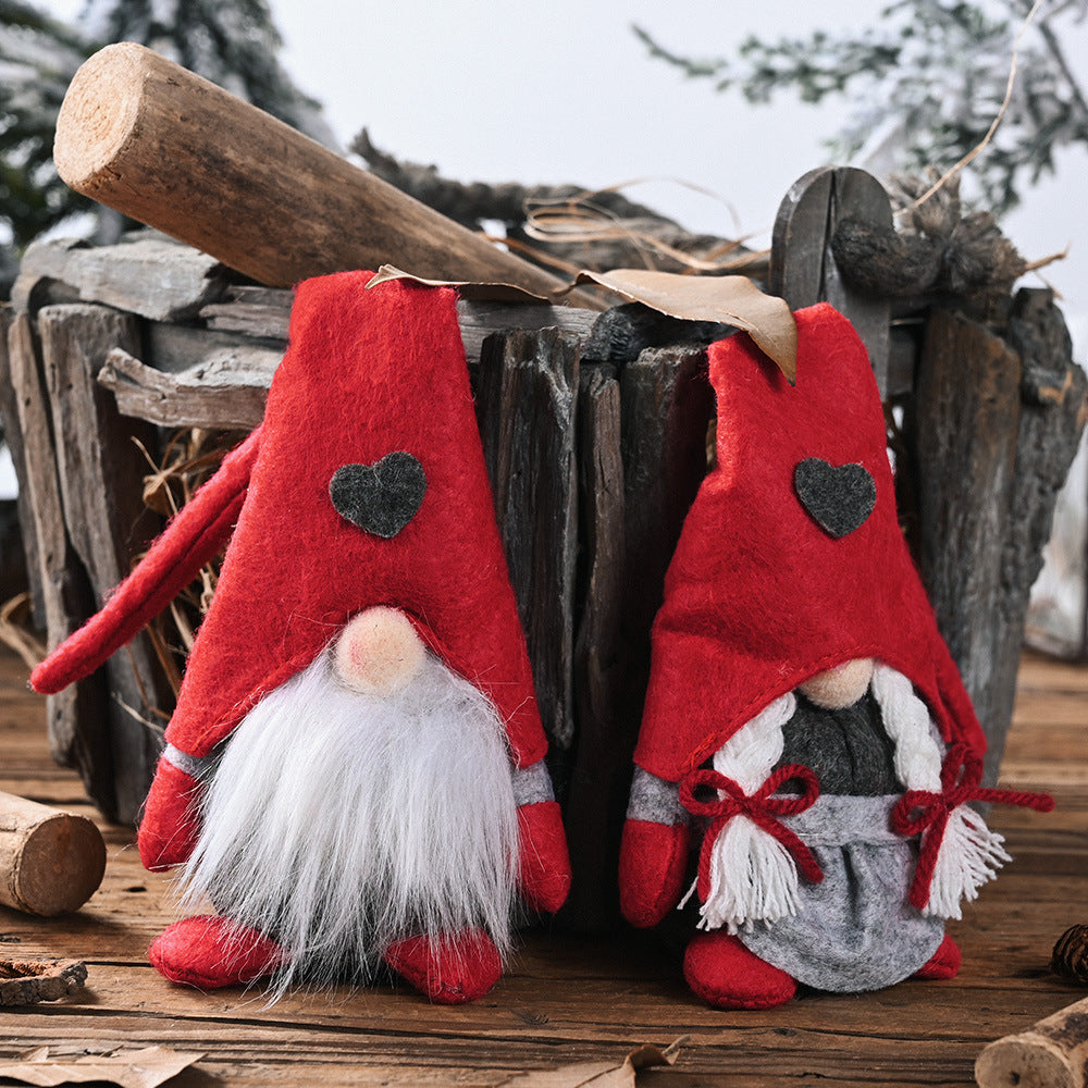 Heart Pointed Hat Faceless Gnomes 2-Pack